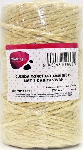 CUERDA TORCIDA 04MM NAT 700 GR
