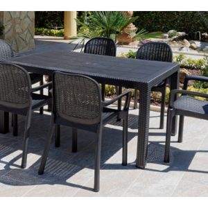 MESA RESINA RATAN 150X90X72CM