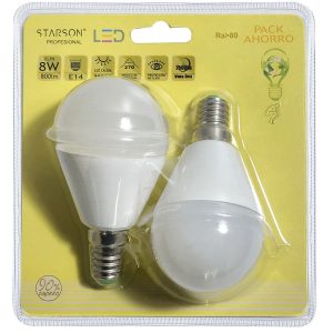 LAMPARA LED ESF. E14 8W 2 PZ