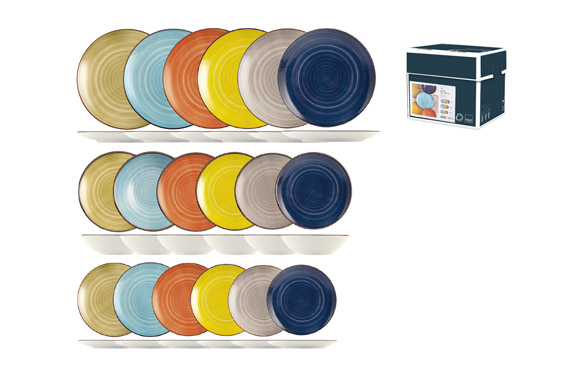 VAJILLA 18 PZAS STONEWARE SURT