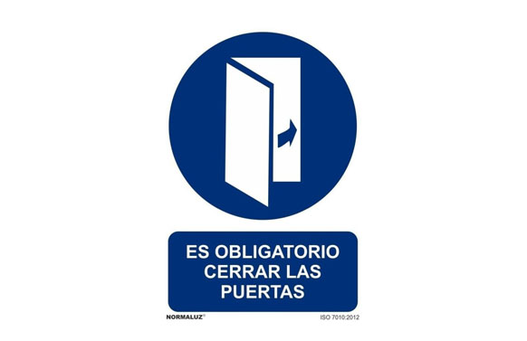 SEÑAL CERRAR PUERTAS 0,7MM 210