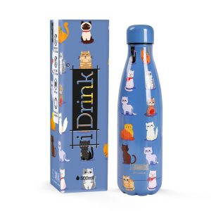 BOTELLA INOX 500ML GATOS AZUL