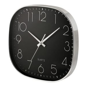 RELOJ PARED CUADRADO 28 CM NEG
