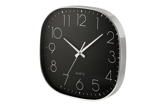 RELOJ PARED CUADRADO 28 CM NEG