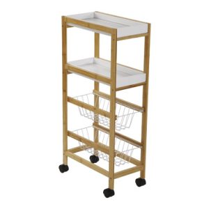 CARRO C/ RUEDAS 2 CESTAS BLANC