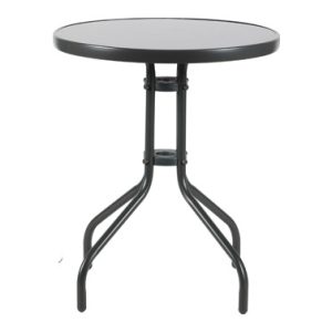 MESA ACERO CRISTAL GRIS Ø60 CM