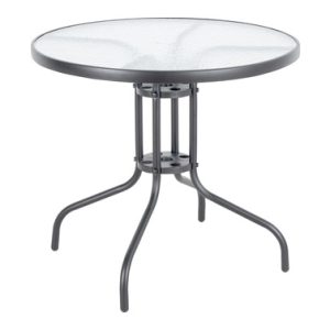 MESA ACERO CRISTAL GRIS Ø80 CM