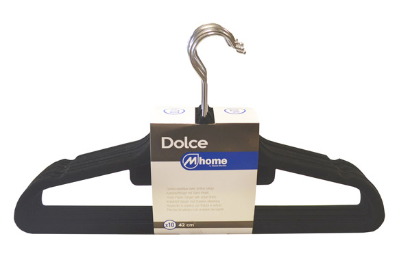 PERCHA PLASTICO TERCIOPELO NEG