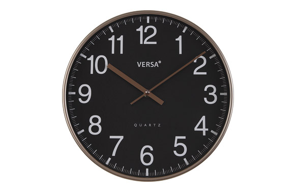 RELOJ PARED REDONDO NEGRO 30CM