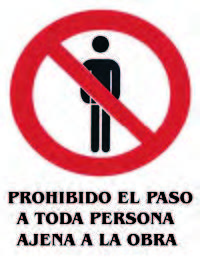 CARTEL SEÑAL PASO OBRA 40X30CM