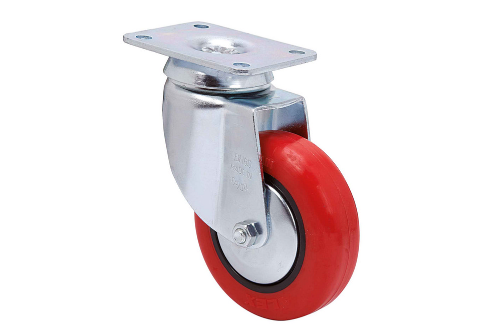 RUEDA GIR. POLIURETAN ROJO BH-