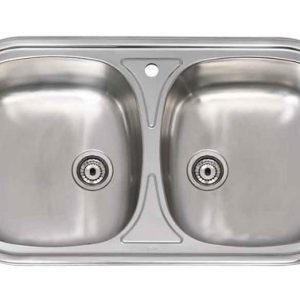 FREGADERO OVALADO 2 SENOS 80X4