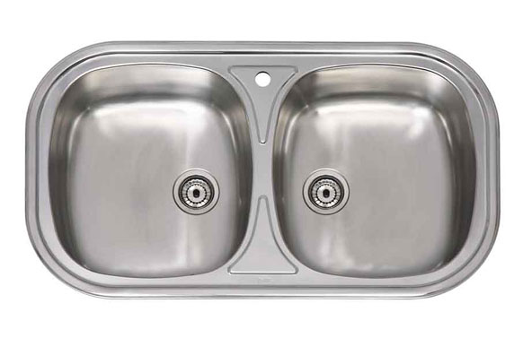 FREGADERO OVALADO 2 SENOS 80X4