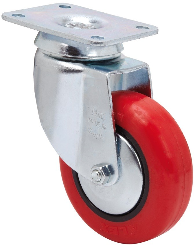 RUEDA GIR. POLIURETAN ROJO BH-