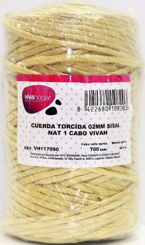 CUERDA TORCIDA 02MM NAT 700 GR