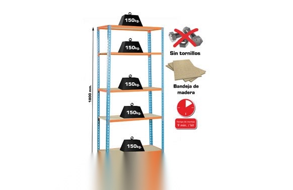ESTANTERIA 5B S/T 1800X900X300