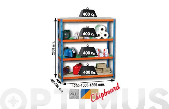 ESTANTERIA ORDEN 4B S/T 400KG