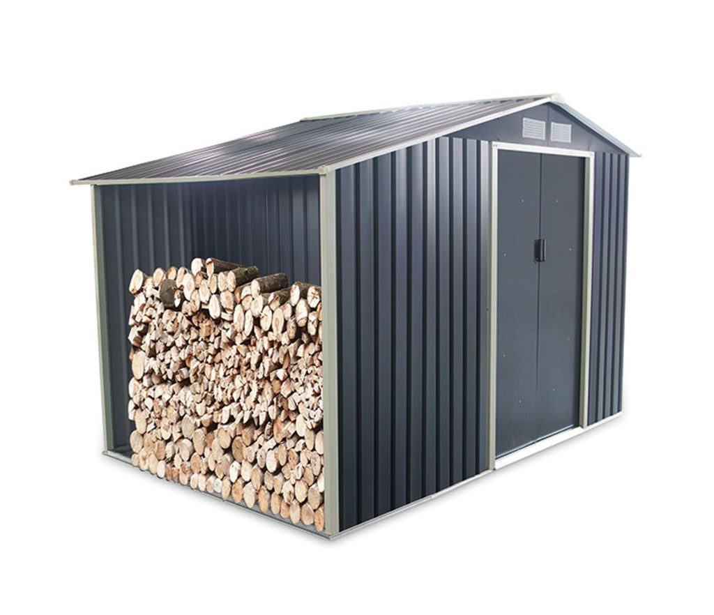 CASETA CON LEÑERO DOBLE PUERTA