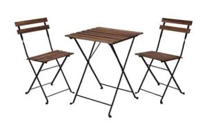 MESA MADERA METAL +2 SILLAS PL