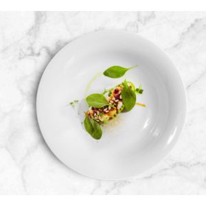 PLATO PORCELANA GRABADO BLANCO