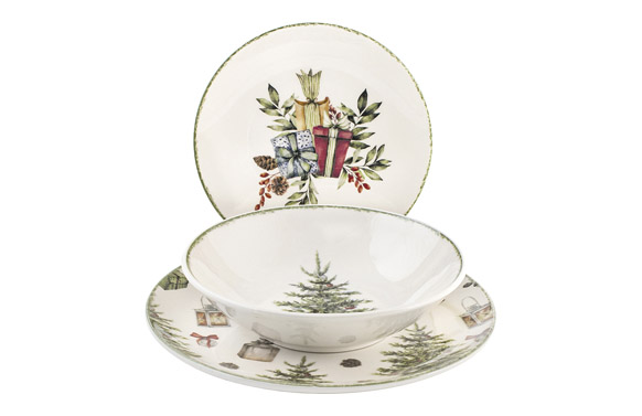 VAJILLA 18 PZ STONEWARE NAVIDA