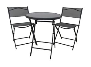 MESA ACERO Ø60 CM + 2 SILLAS P