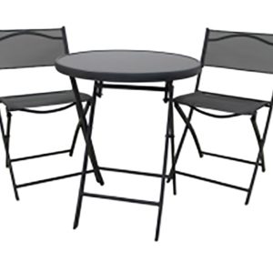 MESA ACERO Ø60 CM + 2 SILLAS P