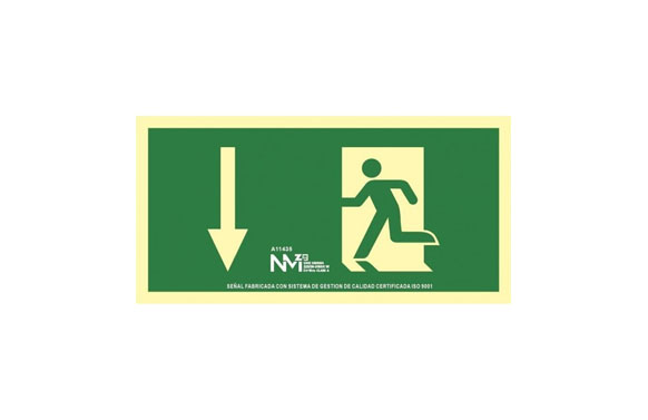 SEÑAL EVACUACION FLECHA ABAJO
