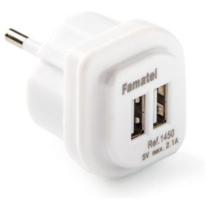 CARGADOR 2 USB BLANCO 2,1A IP2