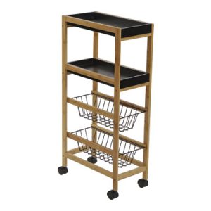 CARRO C/ RUEDAS 2 CESTAS NEGRO