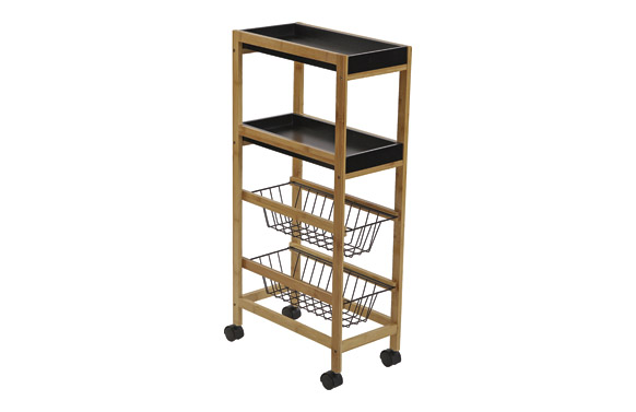 CARRO C/ RUEDAS 2 CESTAS NEGRO