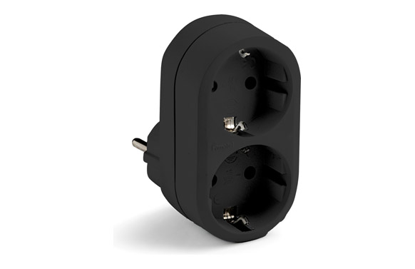 ADAPTADOR FRONT 2T NEGRO 16A 2