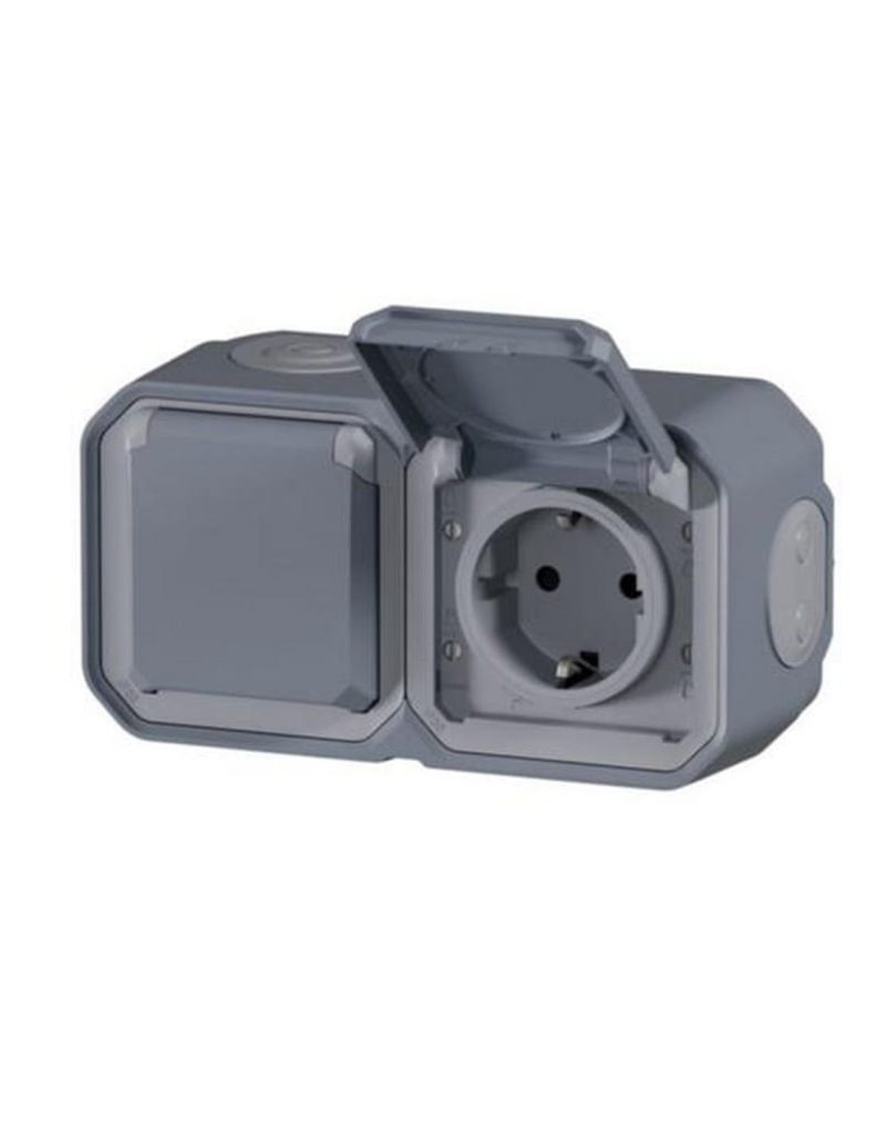BASE SCHUKO SUP. DOBLE GRIS IP