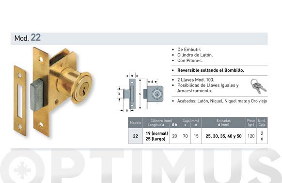 CERRAD. EMBUTIR 22/30 LTDO. UR