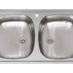 FREGADERO CUADRADO 2 SENOS 80X